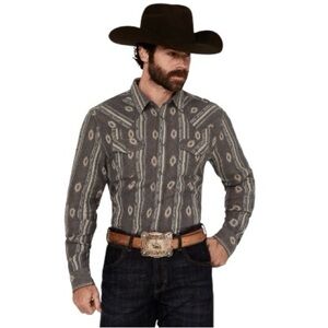CODY JAMES MEN'S VOYAGER SOUTHWESTERN STRIPED LONG SLEEVE SNAP WESTERN SHIRT LG